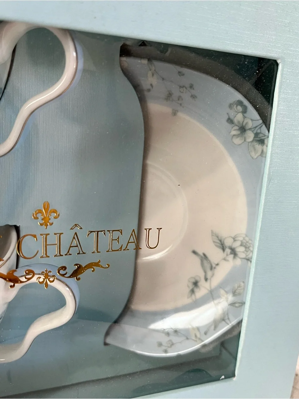 Chateau Blue Floral Teacup and Saucer Set